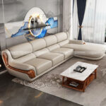 Sofa Da Bò Góc L Nhập Khẩu Cao Cấp Hiện Đại KPN1464