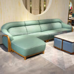Sofa Da Thật Ghế Gỗ Mun KPN1476