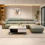 Sofa Góc Gỗ Mun Da Bò Ý Nhập Khẩu KPN1594