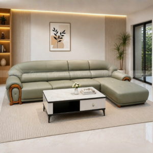 Sofa Góc Gỗ Mun Da Bò Ý Nhập Khẩu KPN1594 - Ảnh 3