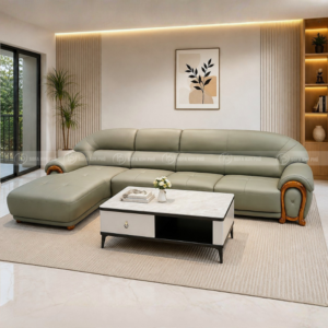 Sofa Góc Gỗ Mun Da Bò Ý Nhập Khẩu KPN1594 - Ảnh 2